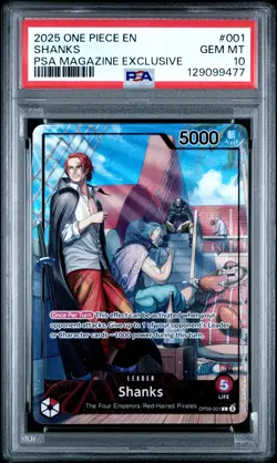 2025 ONE PIECE PROMOS PSA MAGAZINE EXCLUSIVE #001 SHANKS PSA 10 - Image 1