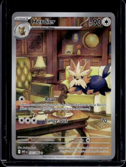2025 Pokemon SV White Flare WHT EN Herdier Illustration Rare #155/086 - Image 1