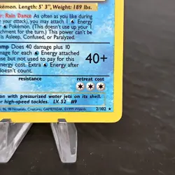Pokemon Blastoise Holo Base Set 2/102 Unlimited LP WOTC Vintage TCG Card ⭐ - Image 5