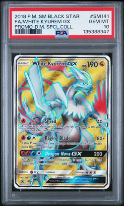 2018 POKEMON SM BLACK STAR PROMO #SM141 FULL ART/WHITE KYUREM GX PSA 10 - Image 1