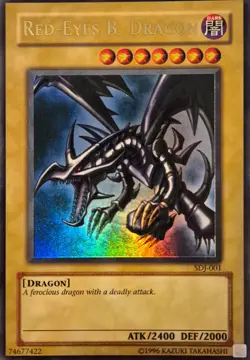 Yu-Gi-Oh! TCG Red-Eyes Black Dragon SDJ-001 Vintage Holo Rare Card 1996 - Image 1