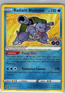 Radiant Blastoise 018/078 Pokemon GO - Pokemon Card - NM - Image 1