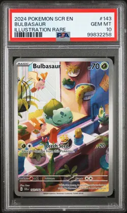 2024 POKEMON SCR EN-STELLAR CROWN ILLUSTRATION RARE #143 BULBASAUR PSA 10 - Image 1