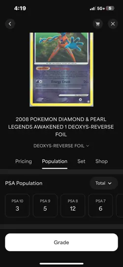 *POP 5* Pokemon PSA 9 MINT Deoxys 1/146 Legends Awakened Reverse Holographic - Image 5