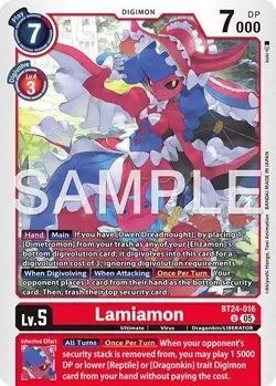 1x BT24-016 Lamiamon Time Stranger Digimon Card Game x1 - Image 1