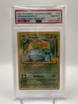 2021 Pokemon Celebrations Venusaur Classic Collection Holo Rare #15/102 PSA 10 - Image 1