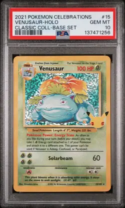2021 Pokemon Celebrations Venusaur Classic Collection Holo Rare #15/102 PSA 10 - Image 2
