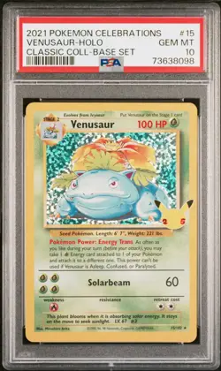 2021 Pokemon Celebrations Venusaur Classic Collection Holo Rare #15/102 PSA 10 - Image 1