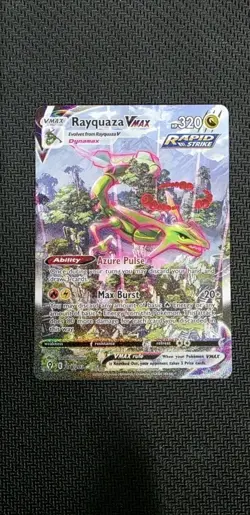 218/203 Pokemon TCG Evolving Skies Rayquaza VMAX Alt Art Secret NM Holo Card - Image 1
