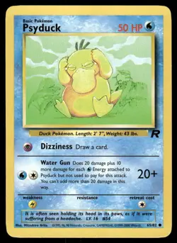 Pokemon Cards Psyduck 65/82 UNLIMITED Team Rocket WOTC Common NM - Image 1
