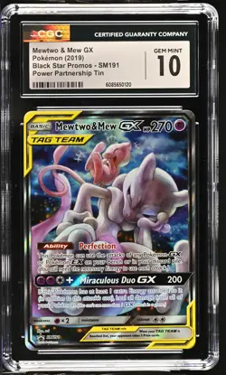 CGC 10 GEM MINT Mewtwo & Mew GX 2019 Black Star Promos SM191 Pokemon Card - Image 1