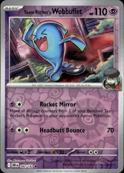 Pokemon Team Rocket’s Wobbuffet 082/182 Destined Rivals Reverse Holo 2 Card Lot - Image 1