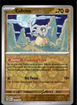 Pokemon Cubone 104/165 151 Reverse Holo Common 4 Card Lot - Image 1
