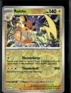Pokemon Raichu 064/193 Paldea Evolved Reverse Holo Uncommon 5 Card Lot LP - Image 1