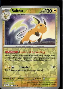 Pokemon Raichu 019/091 Paldean Fates Reverse Holo Rare 4 Card Lot - Image 1
