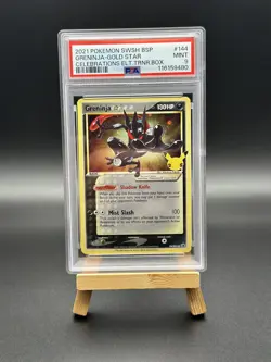 2021 POKEMON SWSH CELEBRATIONS ETB PROMO #144 GRENINJA-GOLD STAR PSA 9 - Image 1