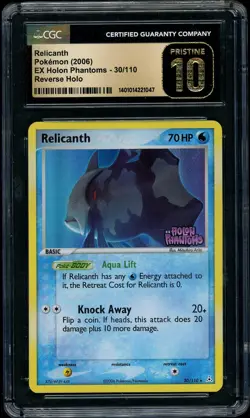 2006 Pokemon EX Holon Phantoms Relicanth 30 Reverse Holo CGC 10 PRISTINE LOW POP - Image 1