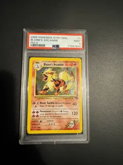 Pokemon 2000 Blaine's Arcanine Holo Swirl Gym Challenge #1 PSA 9 - Image 1