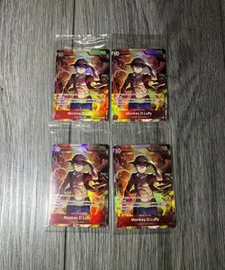 Set Of 4 Sealed Promo One Piece Card Treasure Booster Monkey.D.Luffy ST10-006 - Image 1