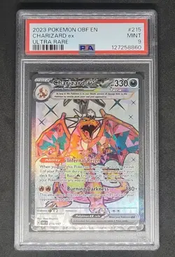 Charizard ex 215/197 2023 Pokemon OBF EN SV03: Obsidian Flames Holo PSA 9 MINT - Image 1