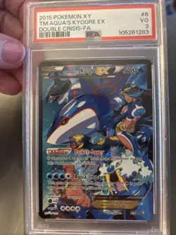 Pokemon TCG Team Aqua's Kyogre EX Double Crisis Holo Full Art Card 6/34 PSA 3 - Image 1
