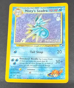 POKEMON TCG CARD MISTY'S SEADRA 9/32 PRE RELEASE HOLO PROMO WOTC EXCELLENT - Image 1