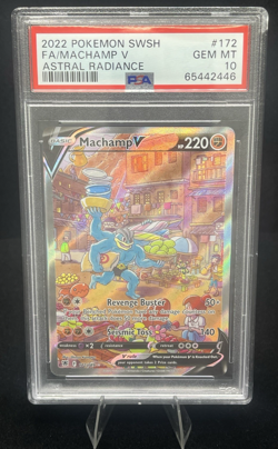 2022 POKEMON SWORD & SHIELD ASTRAL RADIANCE #172 FULL ART/MACHAMP V - PSA 10! - Image 1