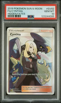 2019 POKEMON SUN & MOON HIDDEN FATES #SV82 FULL ART/CYNTHIA PSA 10 - Image 1