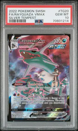 2022 POKEMON SWORD & SHIELD SILVER TEMPEST #TG20 FULL ART/RAYQUAZA VMAX PSA 10 - Image 1