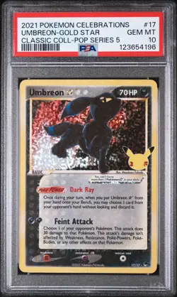 2021 POKEMON CELEBRATIONS CLASSIC COLL #17 UMBREON-GOLD STAR PSA 10 - Image 1