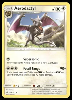 Pokemon Cards Aerodactyl 130/181 Team Up Sun & Moon Rare NM - Image 1