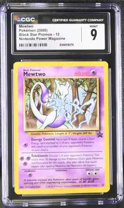 Pokemon tcg 2000 Black Star Promos Mewtwo #12 CGC 9 - Image 1