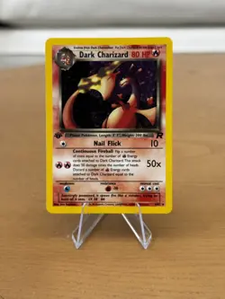 Pokemon 1st Edition Dark Charizard W/ Swirl 🌀 4/82 Holo Rare Team Rocket NM - Image 1