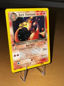Pokemon 1st Edition Dark Charizard W/ Swirl 🌀 4/82 Holo Rare Team Rocket NM - Image 3