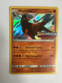 Pokemon TCG: Mudsdale SM20 PRE RELEASE STAFF STAMPED Guardians Rising Promo - Image 1