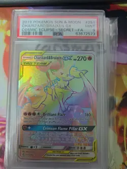 2019 Pokemon Charizard & Braixen Gx Rainbow Rare PSA 9 MINT 251/236 - Image 1