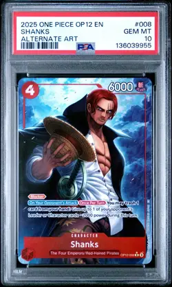 PSA 10 - 2025 ONE PIECE OP12-LEGACY OF THE MASTER 008 SHANKS ALTERNATE ART (EN) - Image 1