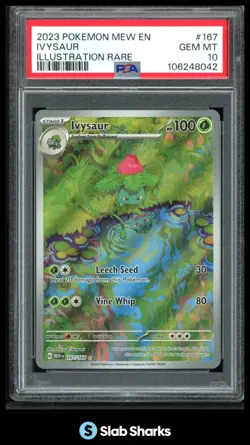2023 POKEMON SV 151 - MEW EN #167/165 IVYSAUR ILLUSTRATION RARE PSA 10 - Image 1