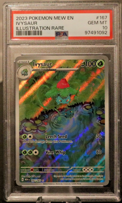 2023 POKEMON SV 151 - MEW EN #167/165 IVYSAUR ILLUSTRATION RARE PSA 10 - Image 1