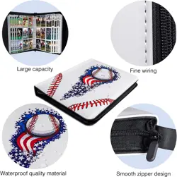 4 Pocket Trading Card Binder Sport Card Collection Binder w/ 50 Removable Sleeve - Image 3