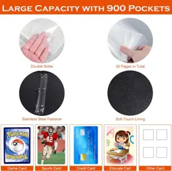 4 Pocket Trading Card Binder Sport Card Collection Binder w/ 50 Removable Sleeve - Image 4