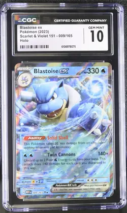 Pokemon tcg 2023 Scarlet & Violet 151 Blastoise ex #009/165 CGC 10 - Image 1