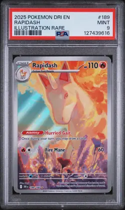 2025 POKEMON DRI EN-DESTINED RIVALS ILLUSTRATION RARE #189 RAPIDASH PSA 9 - Image 1
