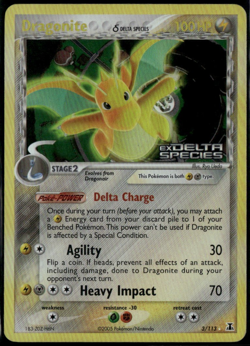 Dragonite Reverse Holo 3/113 ex Delta Species 2005 MP+ Pokemon - Image 1