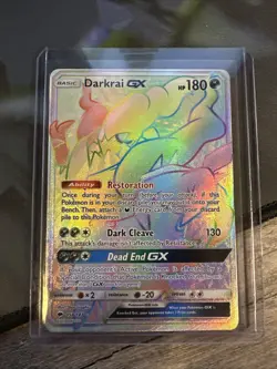 Pokemon Darkrai GX Rainbow Secret Rare Holo Card 158/147 SM Burning Shadows - Image 1