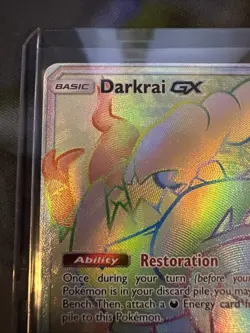 Pokemon Darkrai GX Rainbow Secret Rare Holo Card 158/147 SM Burning Shadows - Image 2