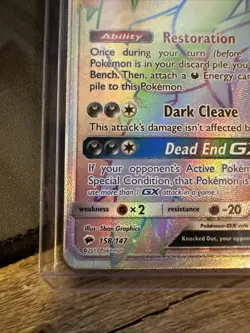 Pokemon Darkrai GX Rainbow Secret Rare Holo Card 158/147 SM Burning Shadows - Image 3