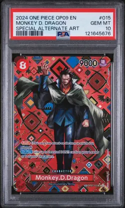 One Piece Card Monkey D. Dragon OP07-015 OP09 SP Alt Art PSA 10 Rare - Image 1