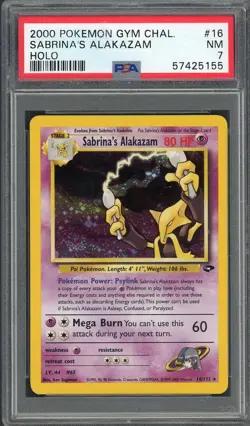 PSA 7 Sabrina's Alakazam Gym Challenge 16/132 Holo Pokemon Card B28 - Image 1