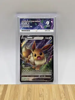 Eevee V SwSh065 Pokemon Card Black Star Promo V Powers Tins 2020 Ace 9 Graded - Image 1